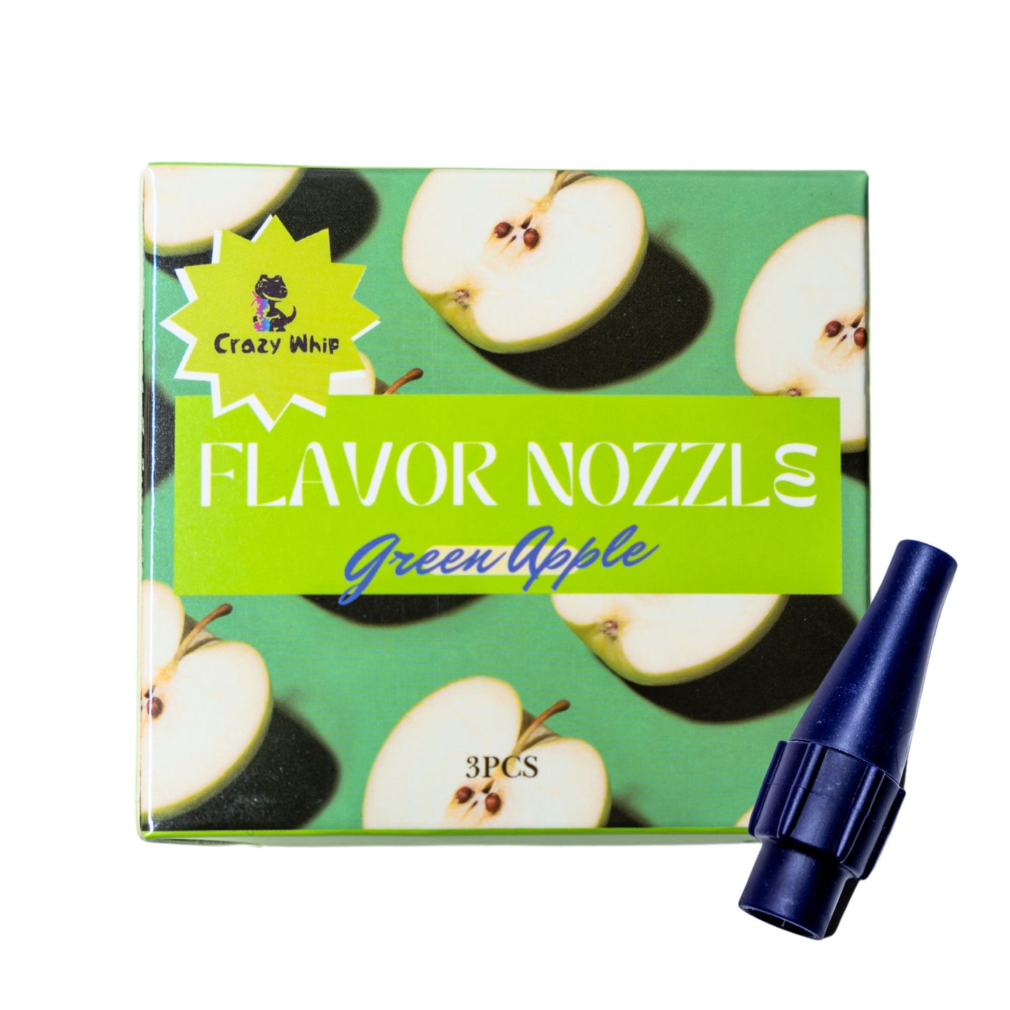 Crazywhip Flavor Silent Nozzles Plastic Dispenser-3 Packs (Green Apple)