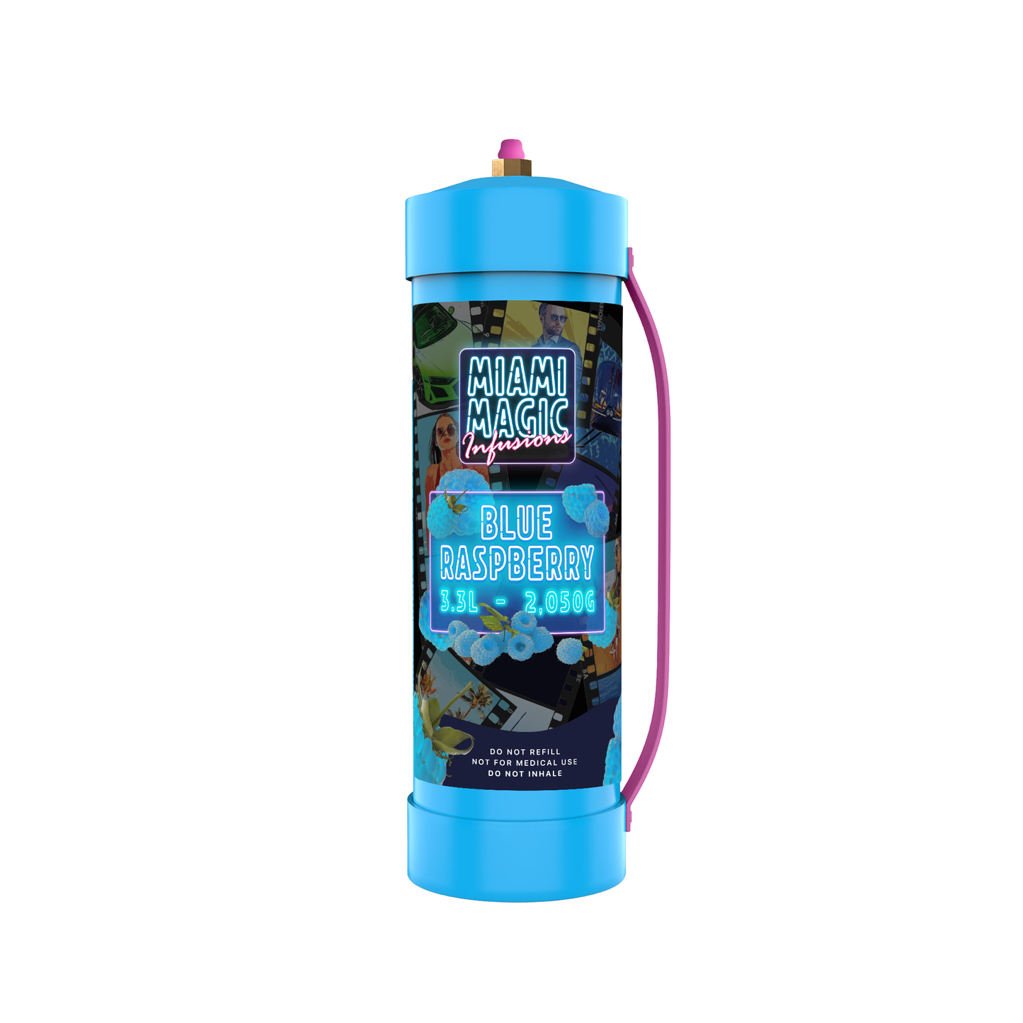 Miami Magic 3.3L N2O Cream Charger - 2 Cylinders - Blue Raspberry