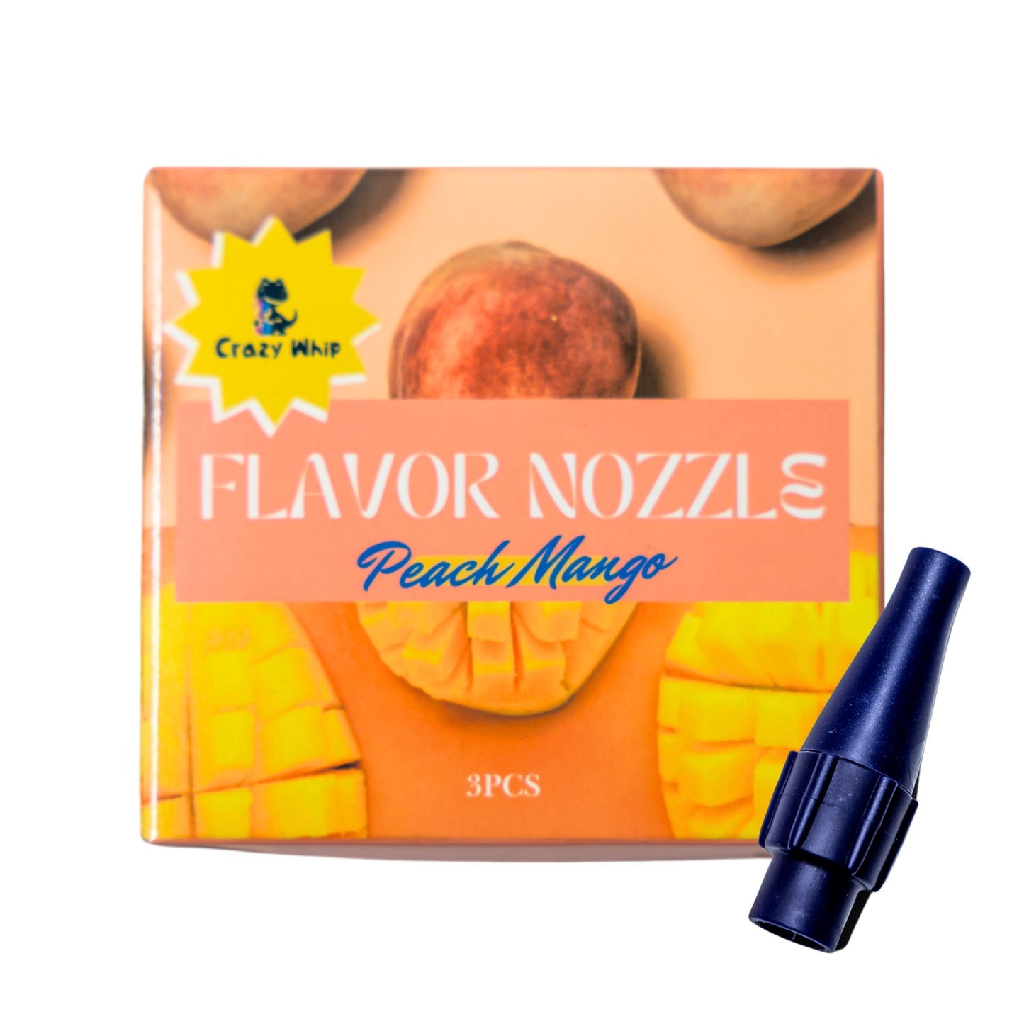 Crazywhip Flavor Silent Nozzles Plastic Dispenser-3 Packs (Peach Mango)