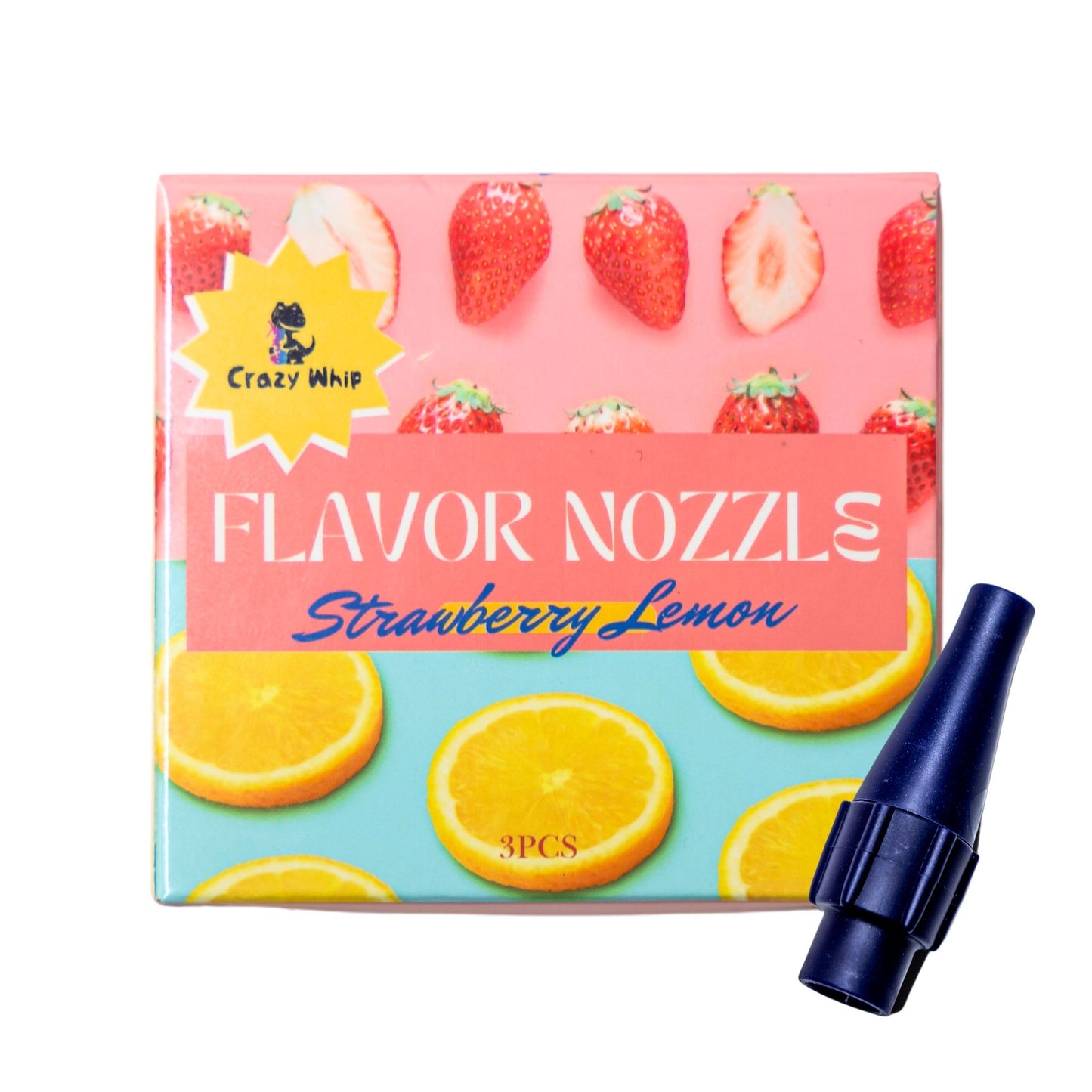 Crazywhip Flavor Silent Nozzles Plastic Dispenser-3 Packs (Strawberry Lemon)